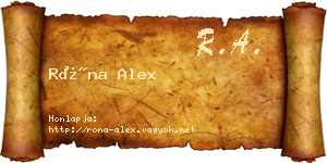 Róna Alex névjegykártya